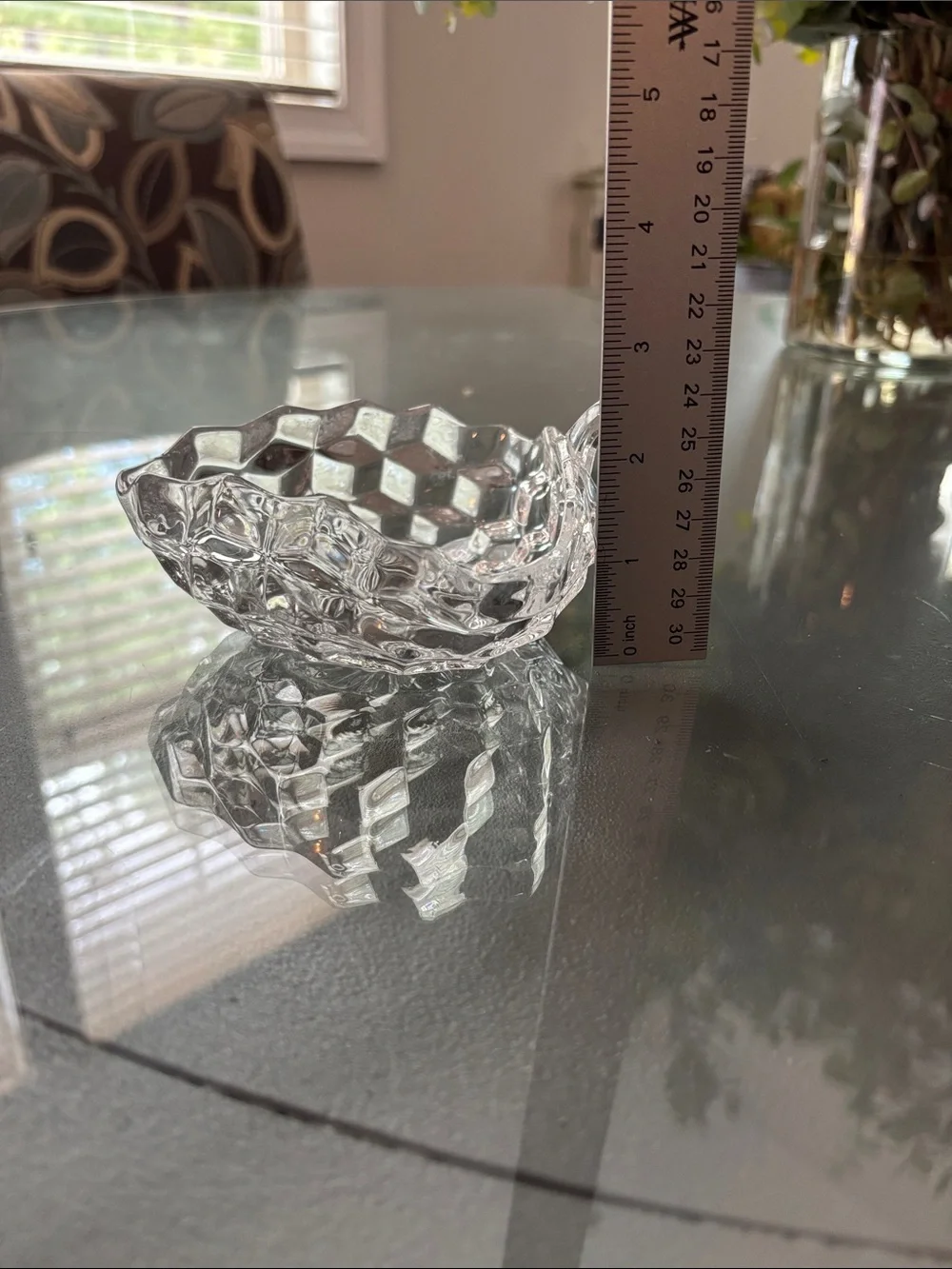 Fostoria Clear Pressed Glass Heart Dish with Handle